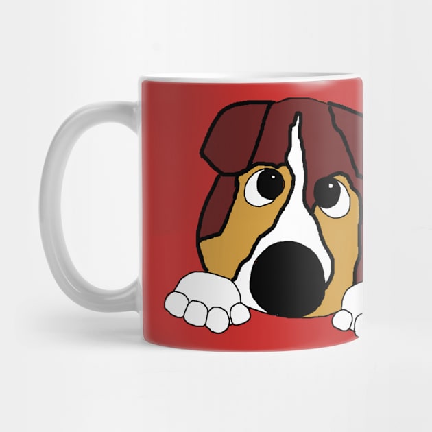 miniature american shepherd red tri peeking cartoon by Wanderingangel